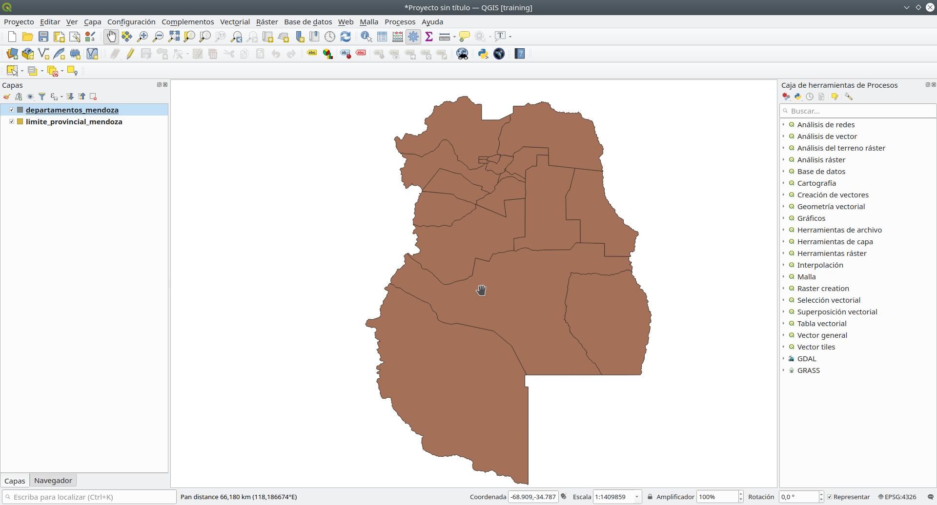 The vector layers loaded in QGIS