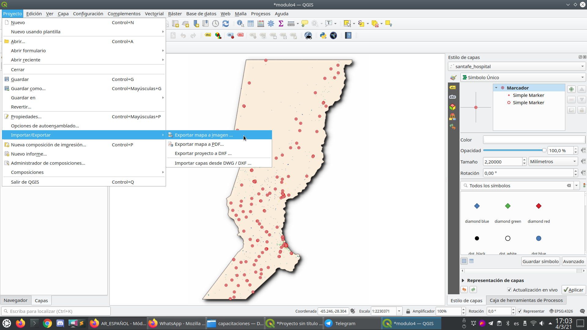 Exporting the map canvas as image