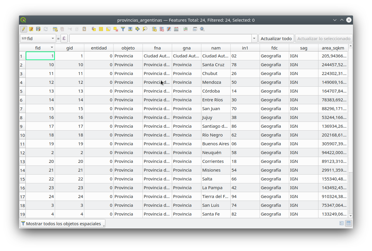 New attribute table with new field and attributes