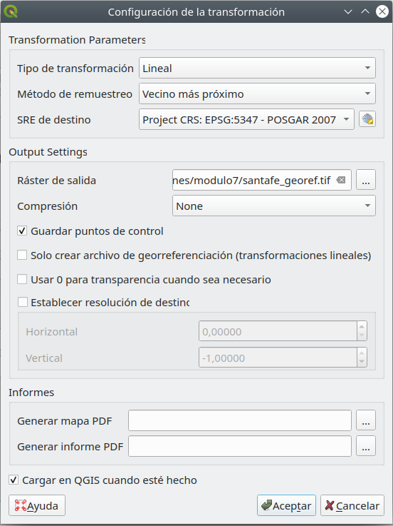 Transformation parameters