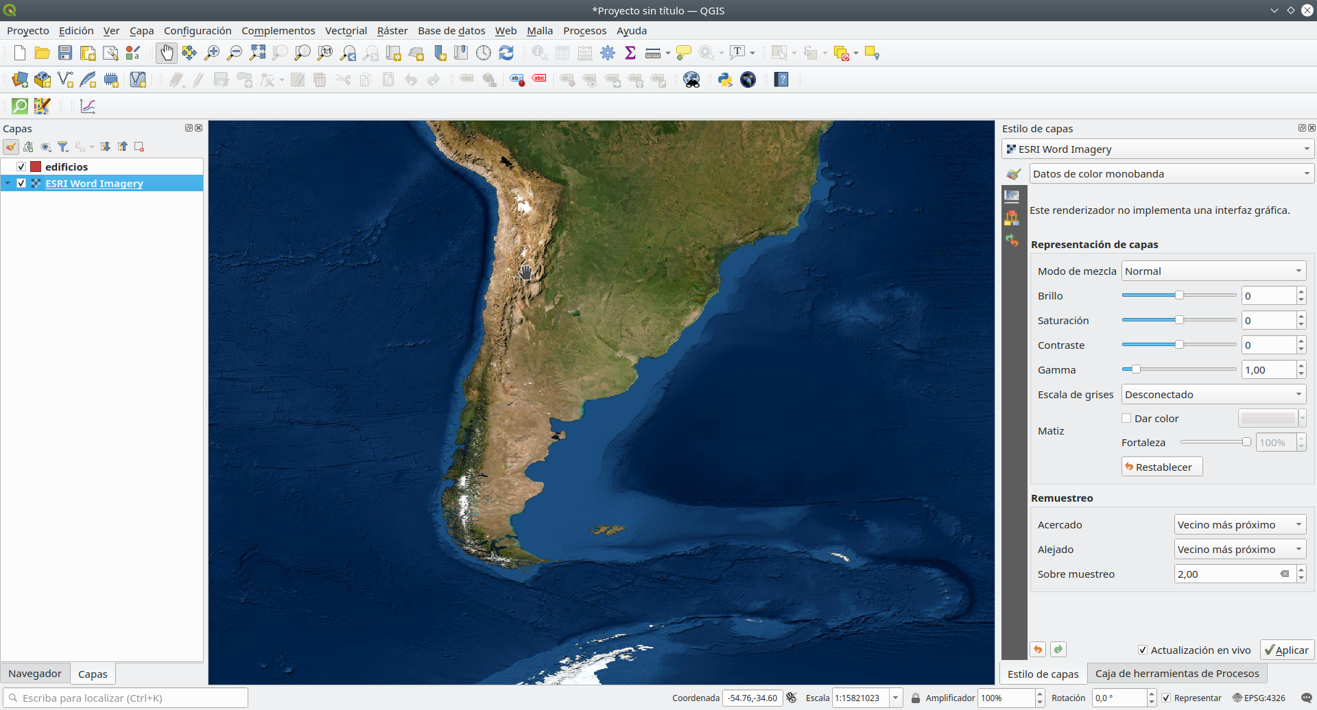 ESRI World Imagery loaded in QGIS