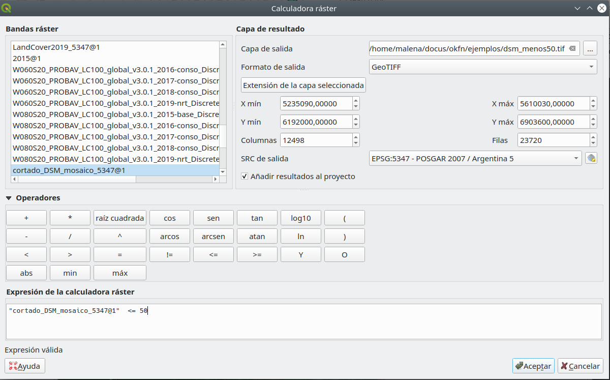 Inserting a formula into the Raster Calculator