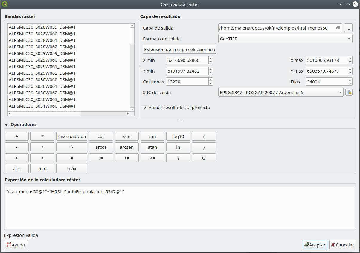 Using raster calculator to identify population distribution classes based on altitude of up to 50m