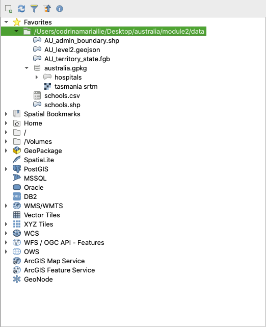 Module 2 files in the Browser Panel