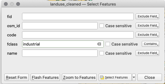 Figure 8.26a - Select landuse fclass = industrial