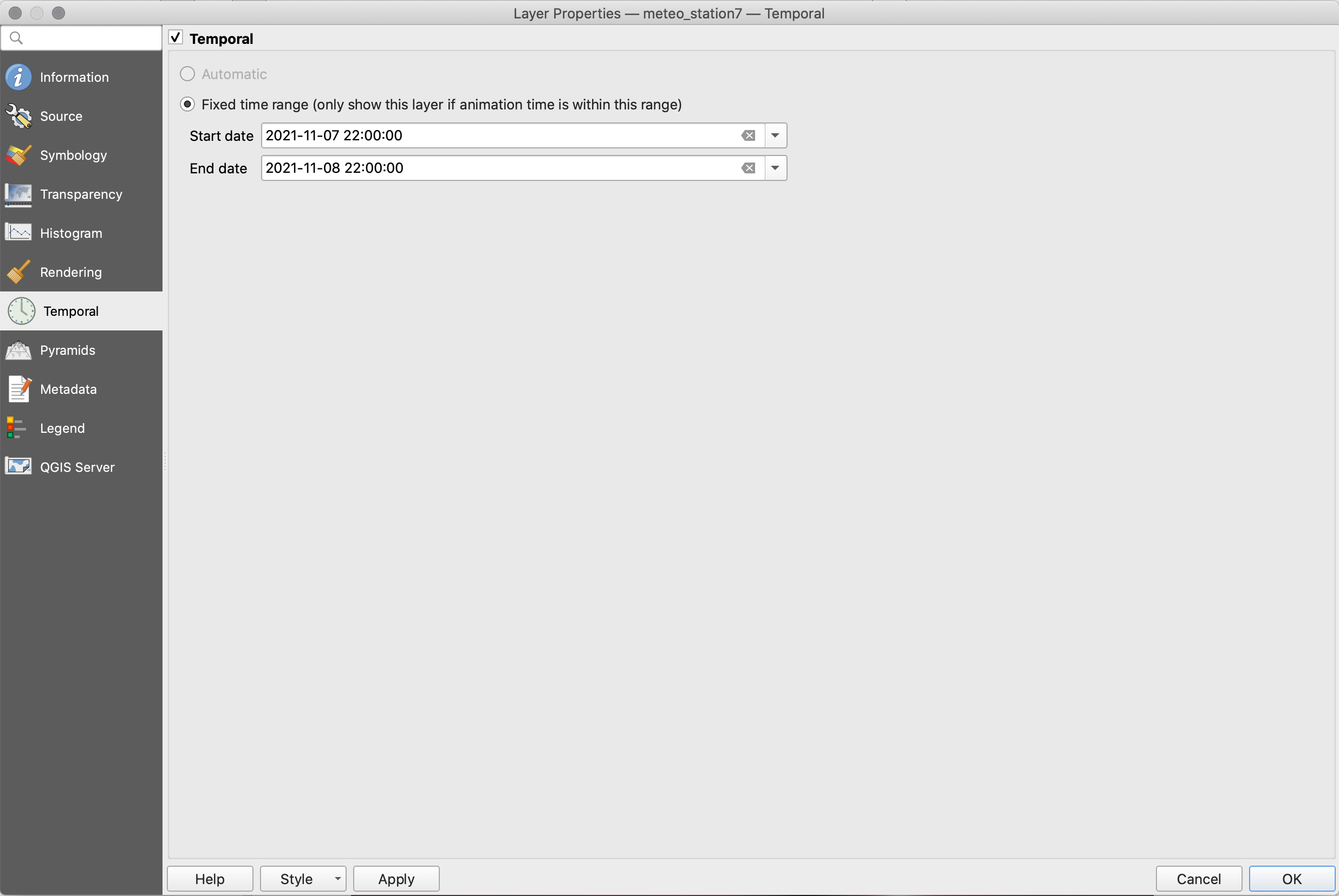 Setting temporal information to the raster dataset (7)