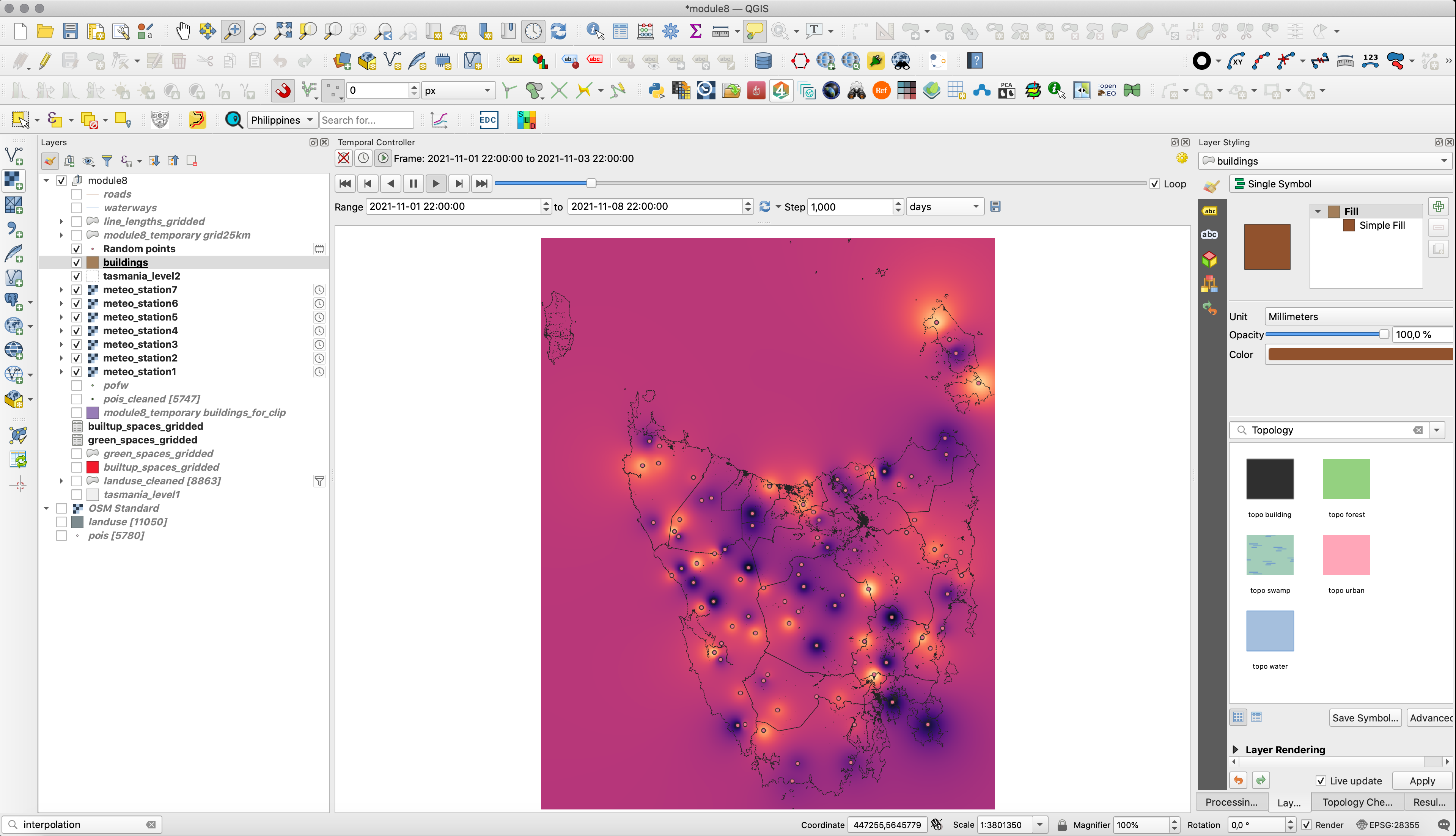 Selecting other layers to be visible in the temporal animation