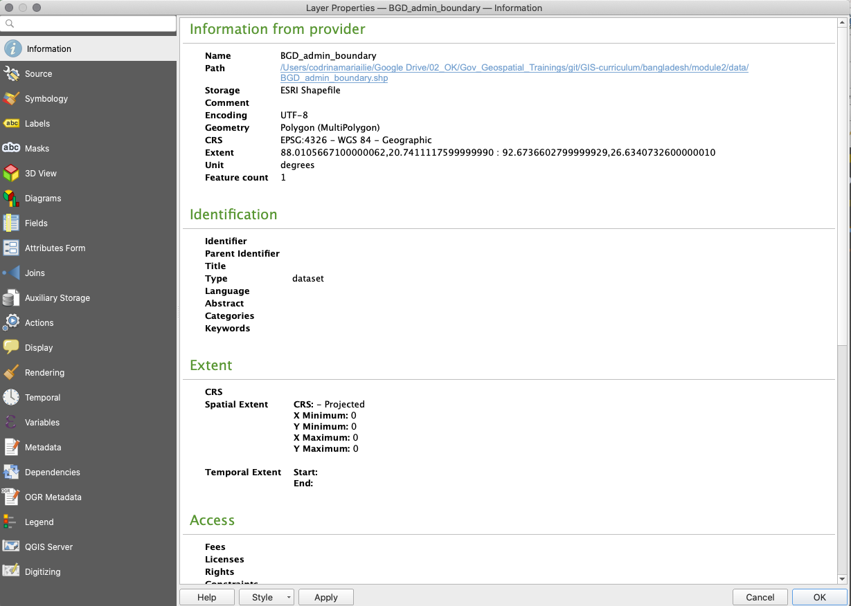 Information properties of the BGD_admin_boundary layer