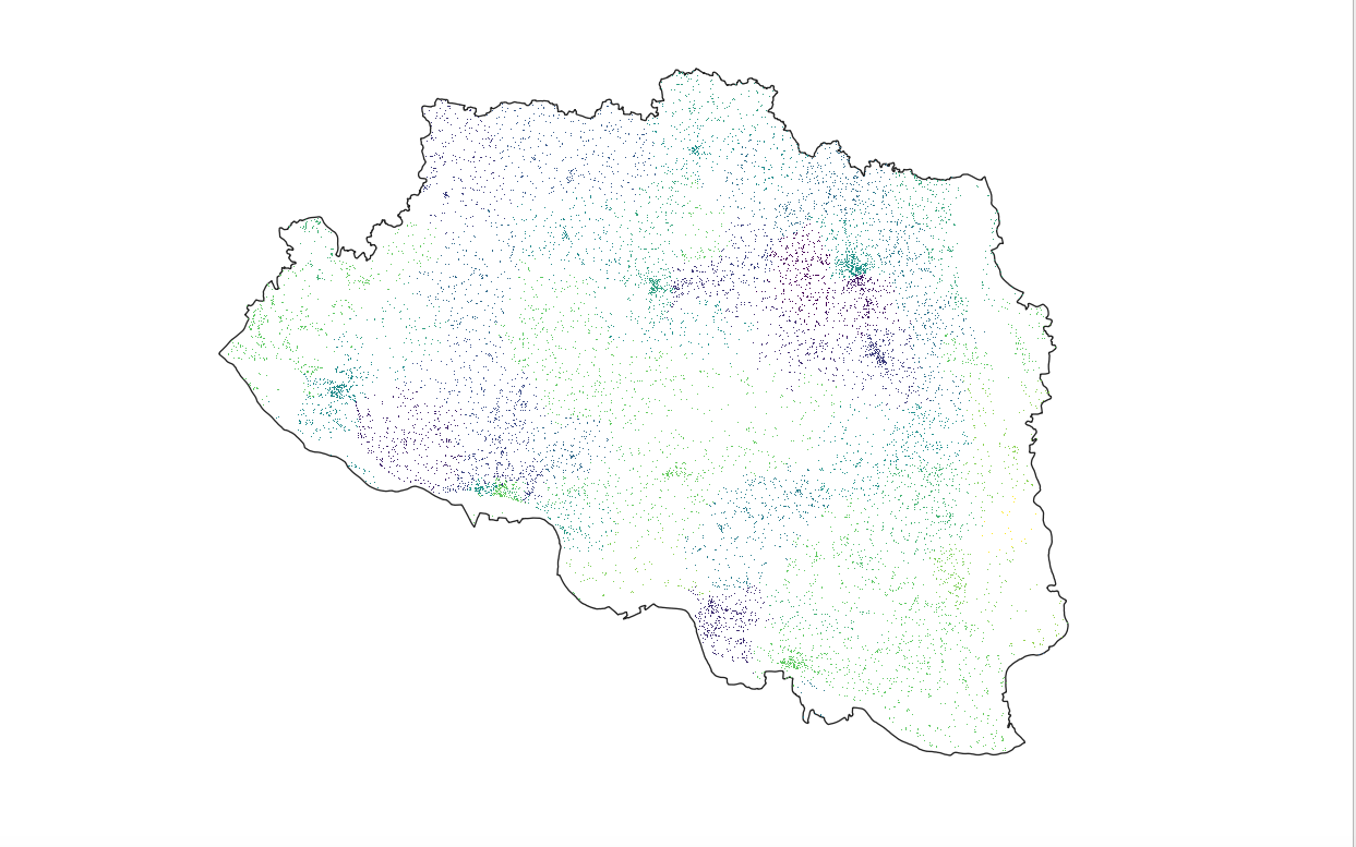 Population density of Rajshahi division, Bangladesh