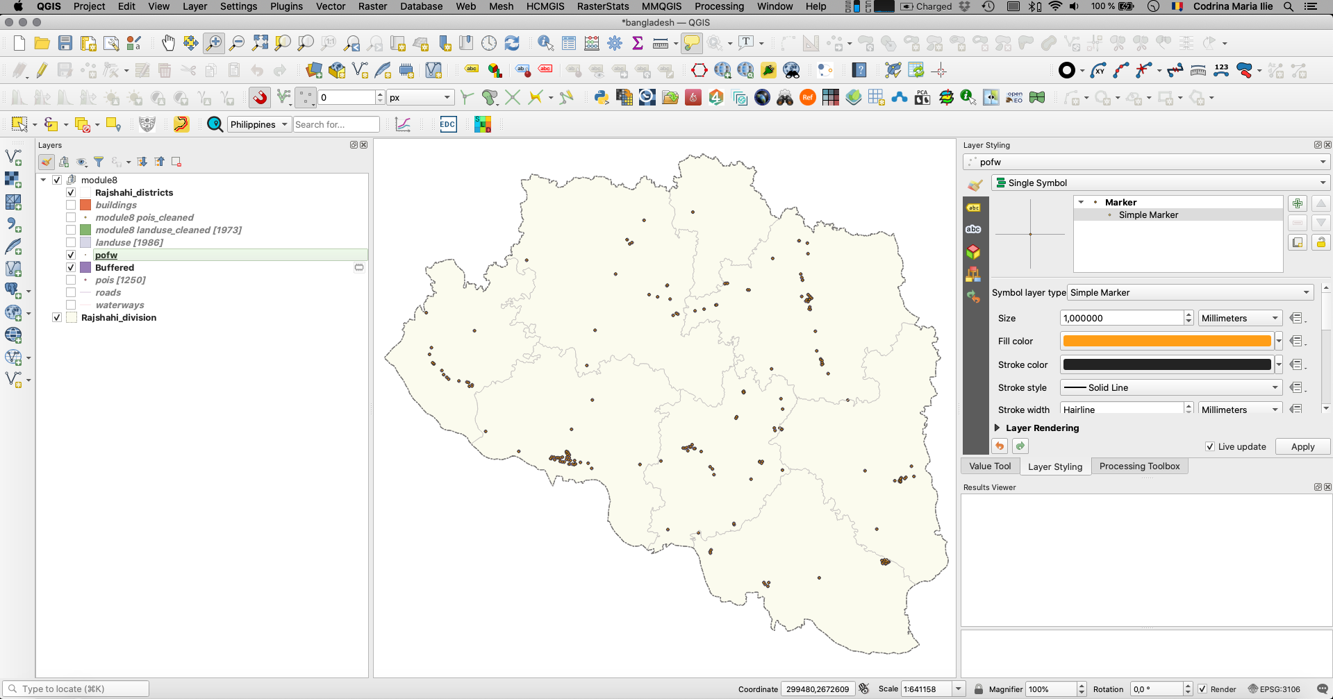 Running buffer on a point vector layer