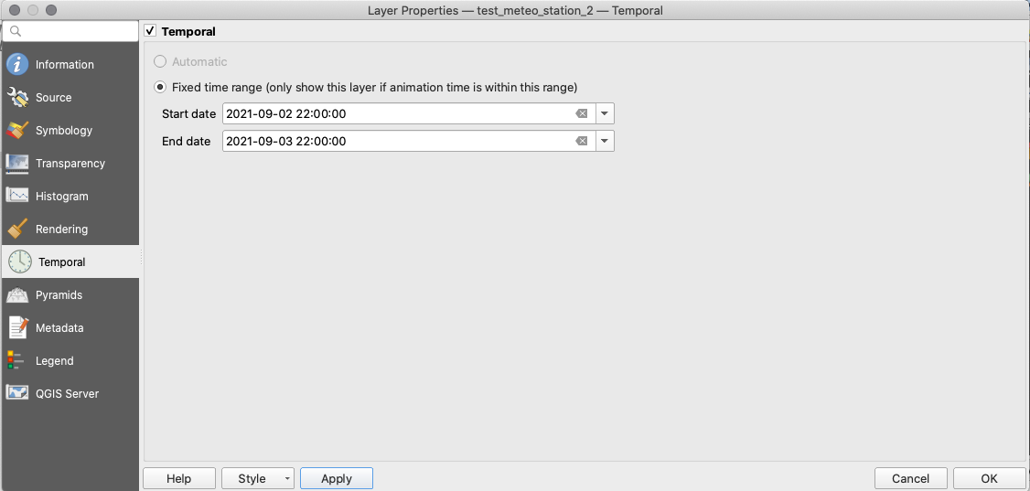 Setting temporal information to the raster dataset (2)