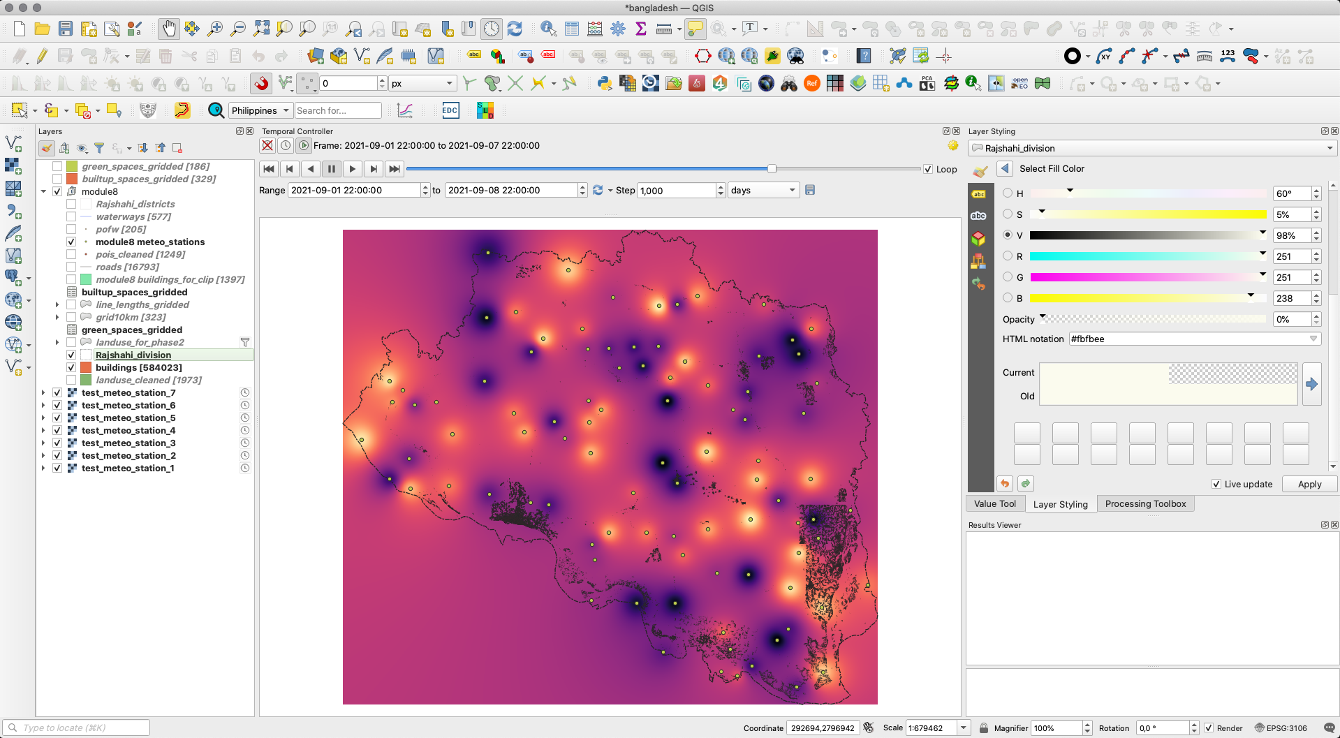 Selecting other layers to be visible in the temporal animation