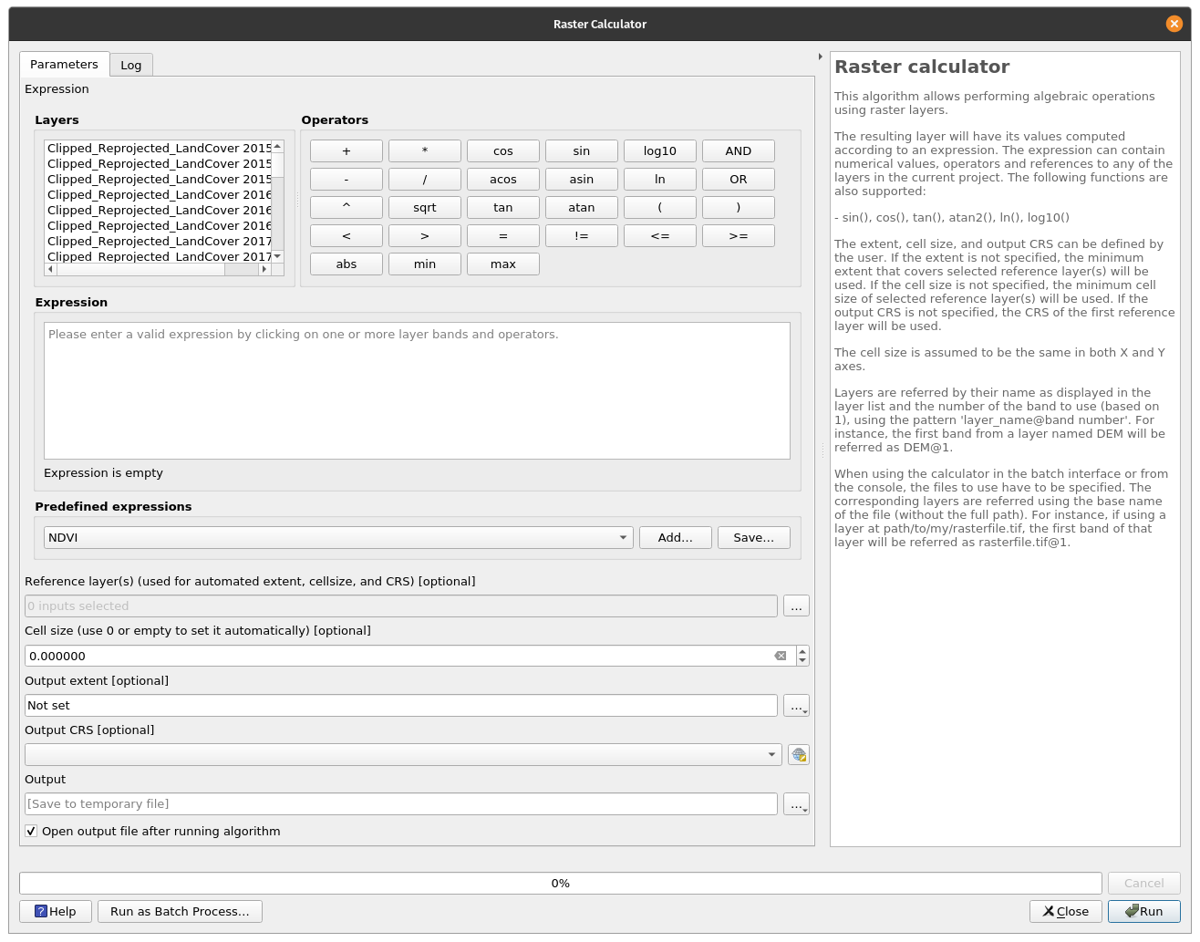 Raster calculator