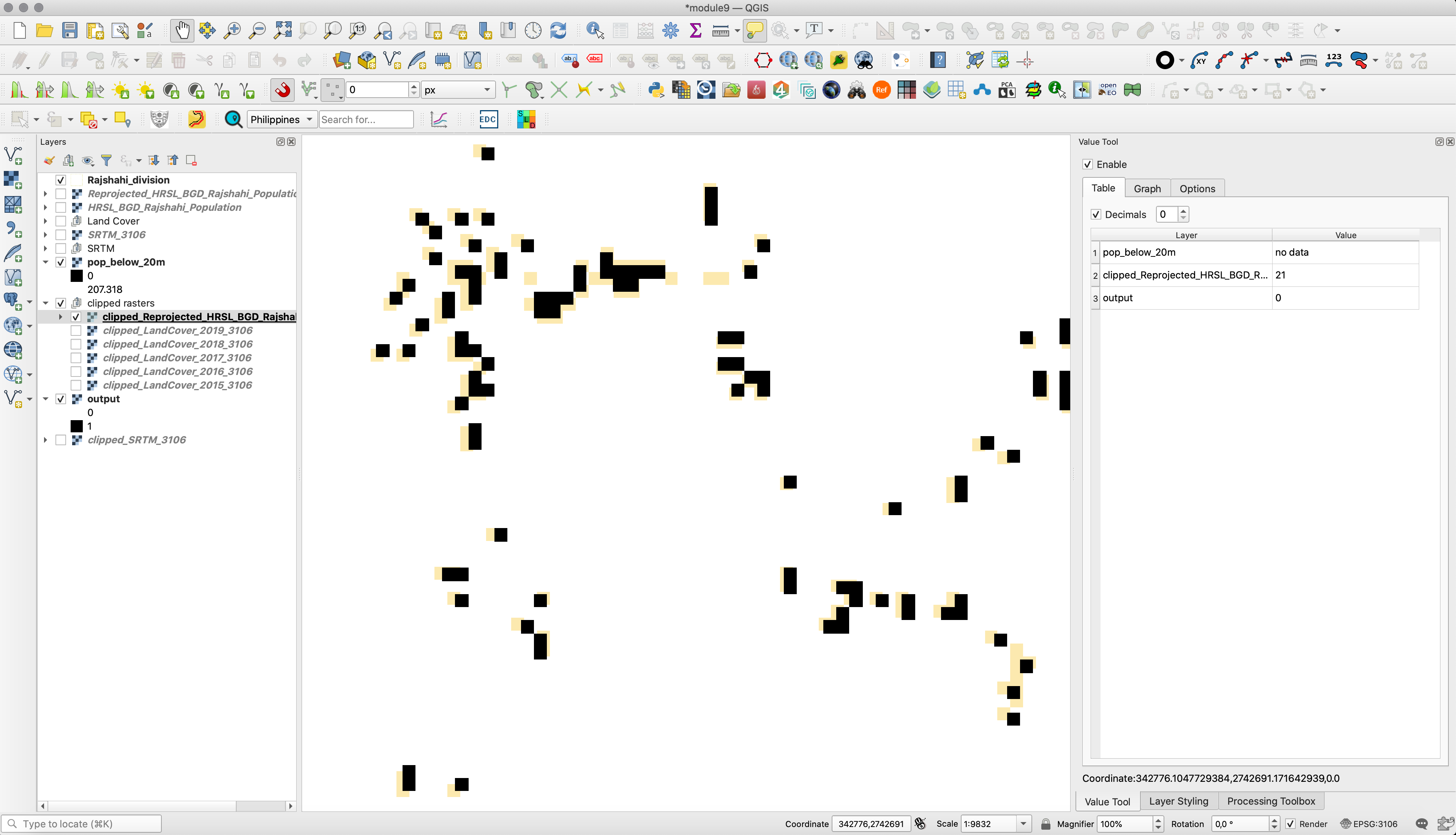 Using Value Tool to check results of Raster Calculator