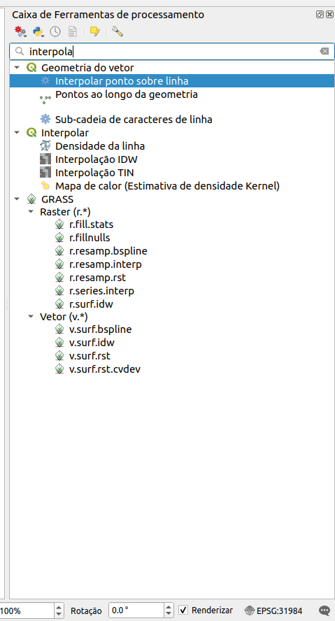 Métodos de interpolação disponíveis no QGIS