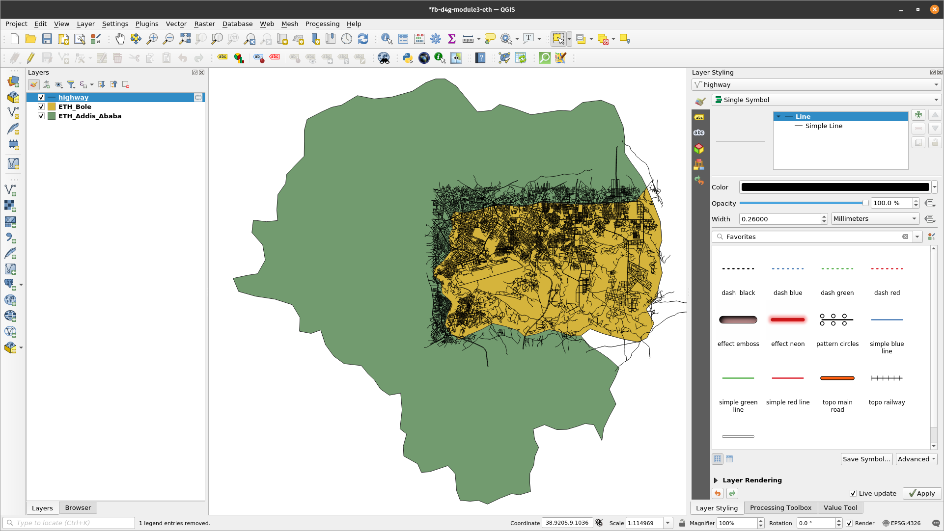 Highway data loaded from OSM