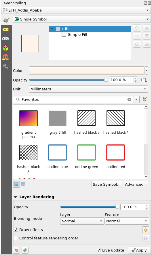 Layer Properties window and Symbology menu