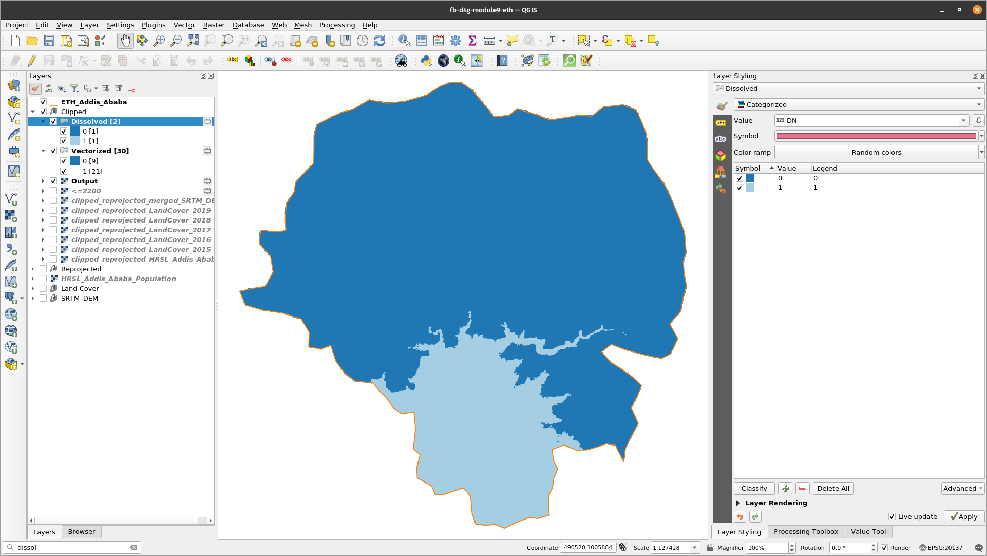 Result of converting a raster dataset to a vector dataset