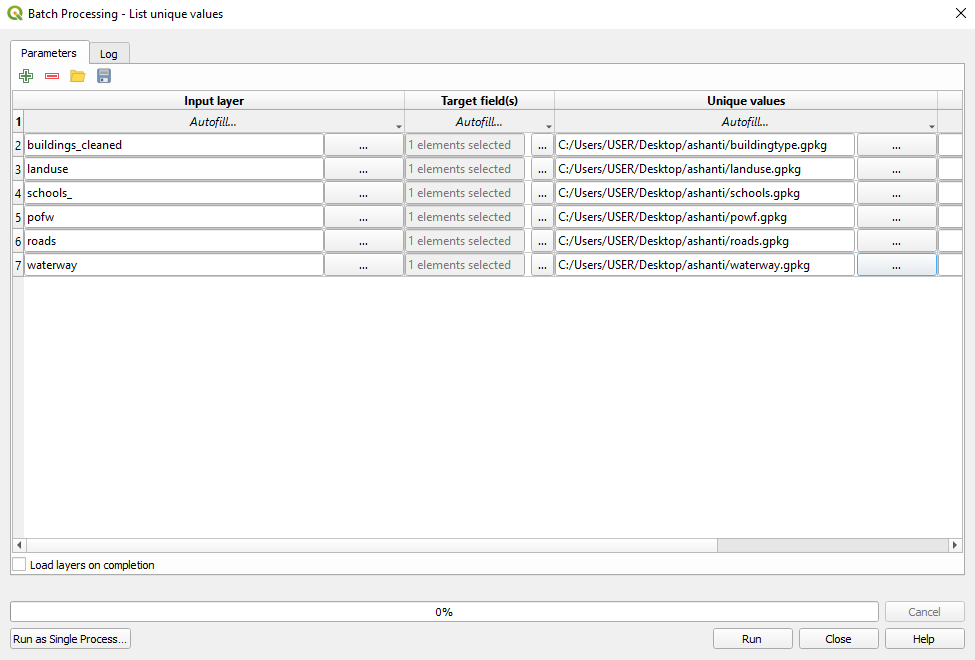 List unique values in a vector layer functionality (Batch Processing)