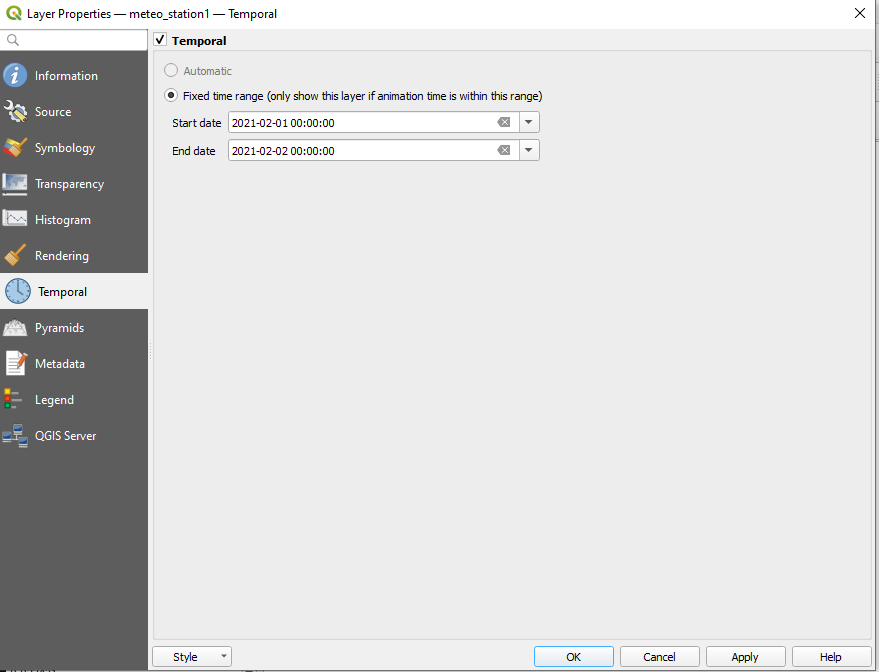 Setting temporal information to the raster dataset (1)