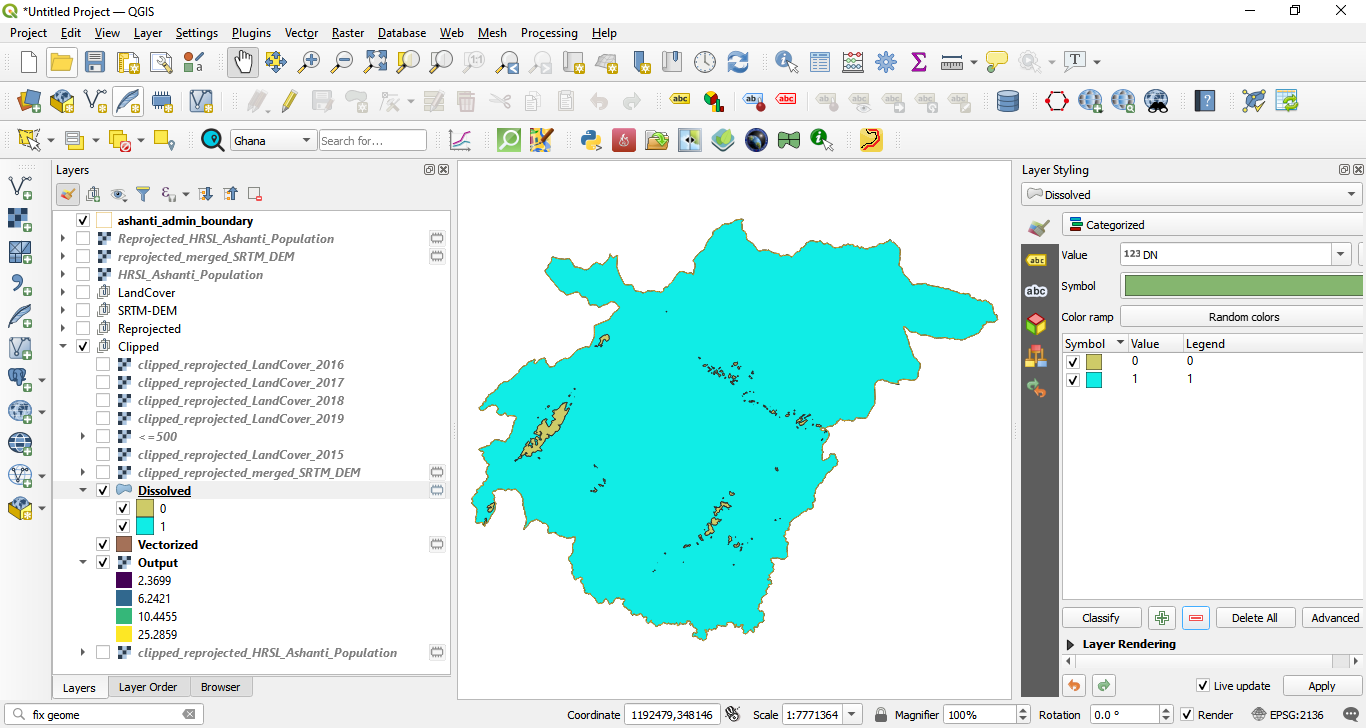 Result of converting a raster dataset to a vector dataset