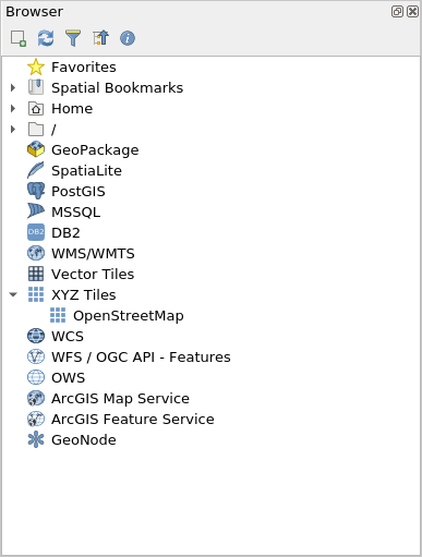 The QGIS Browser Panel