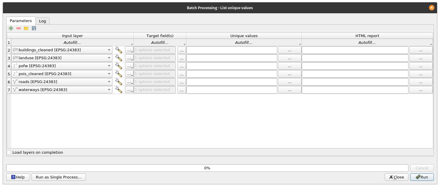 List unique values in a vector layer functionality (Batch Processing)