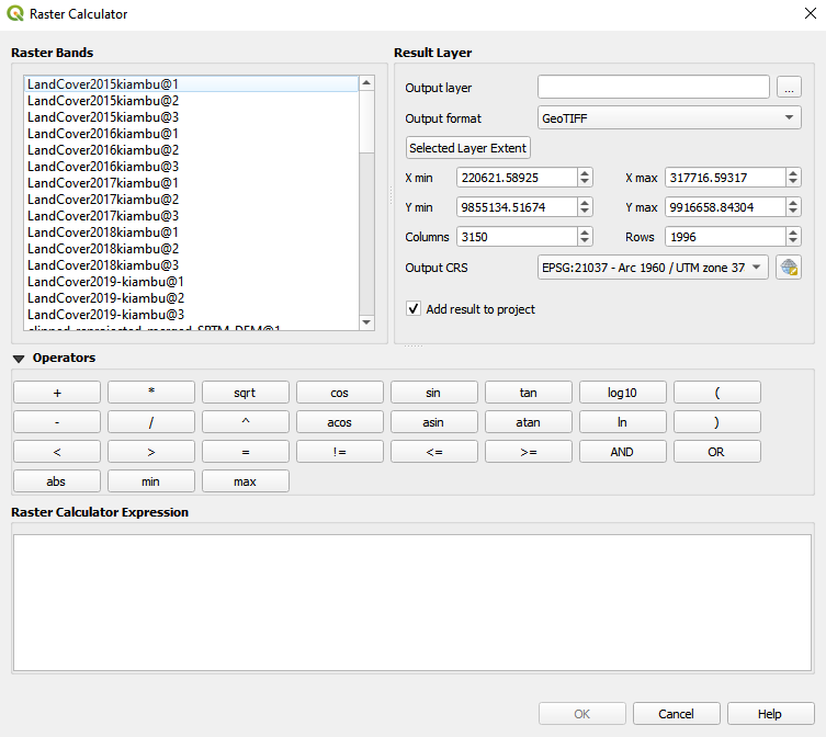 Raster calculator