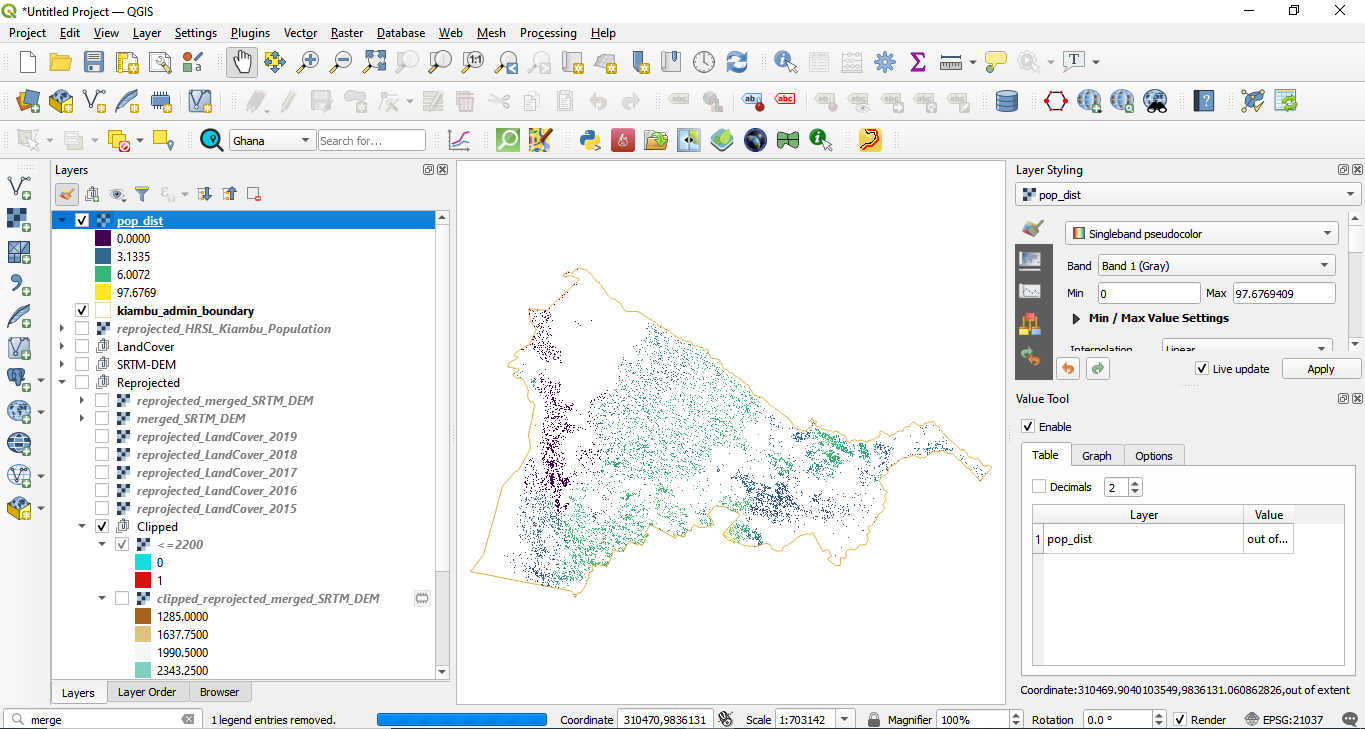 Using Value Tool to check results of Raster Calculator