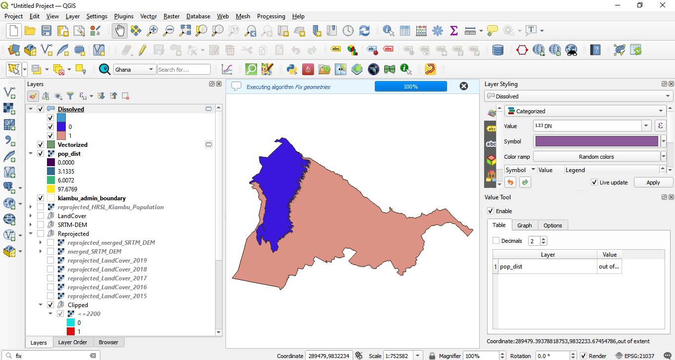 Result of converting a raster dataset to a vector dataset