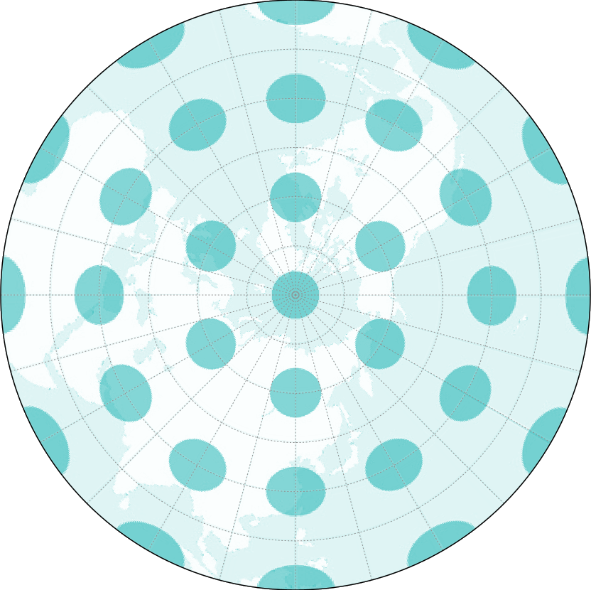 Azimuthal equidistant map projection