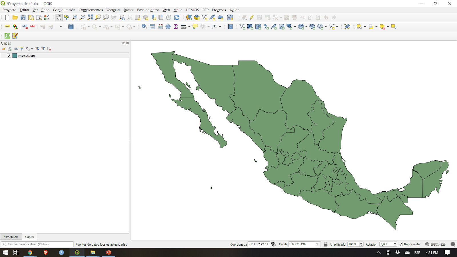 The vector layers loaded in QGIS