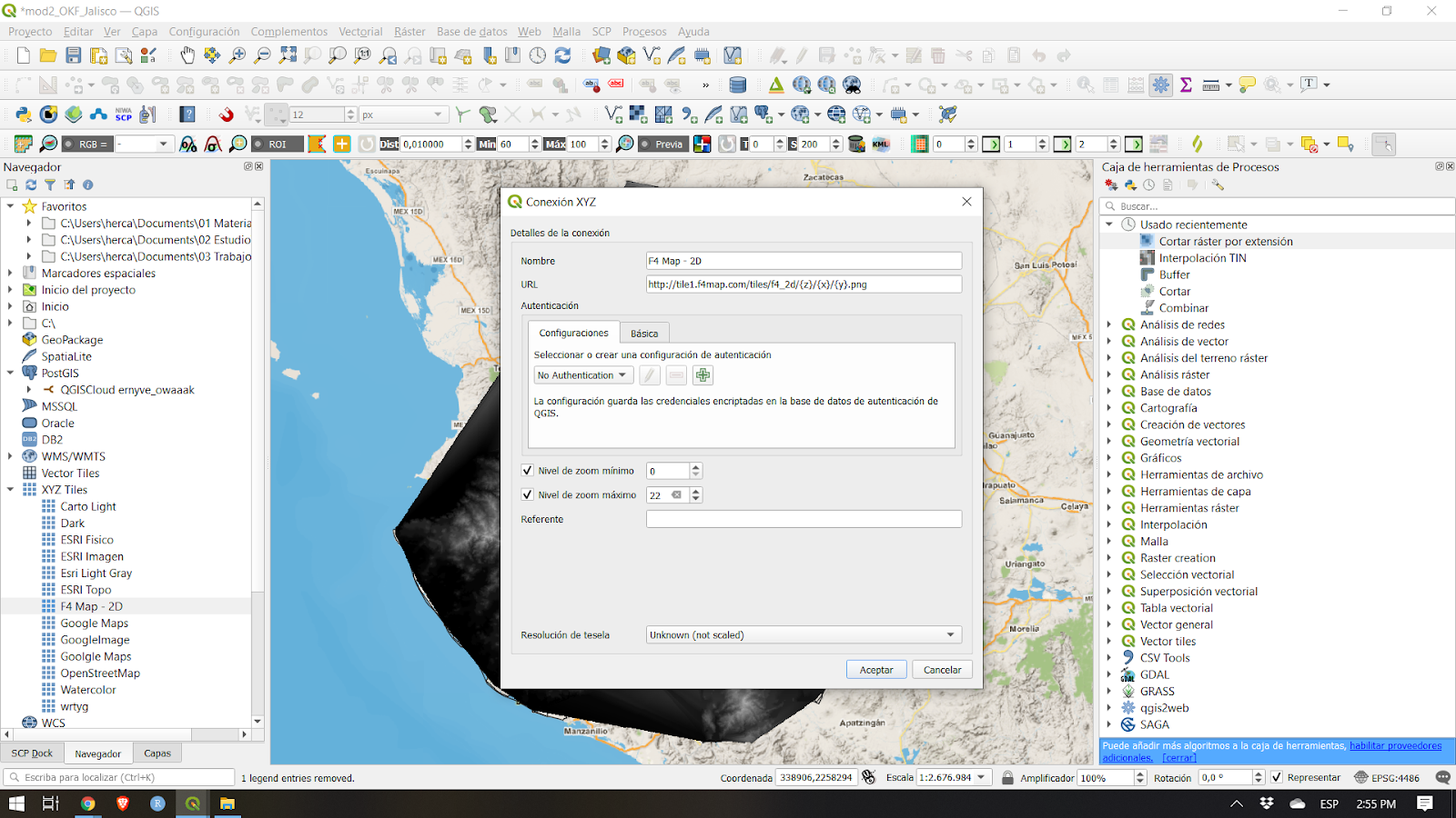 Adding an XYZ connection in QGIS