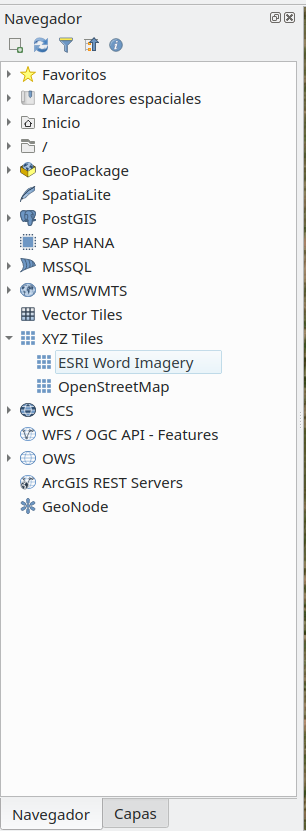 ESRI World Imagery found in Browser Panel