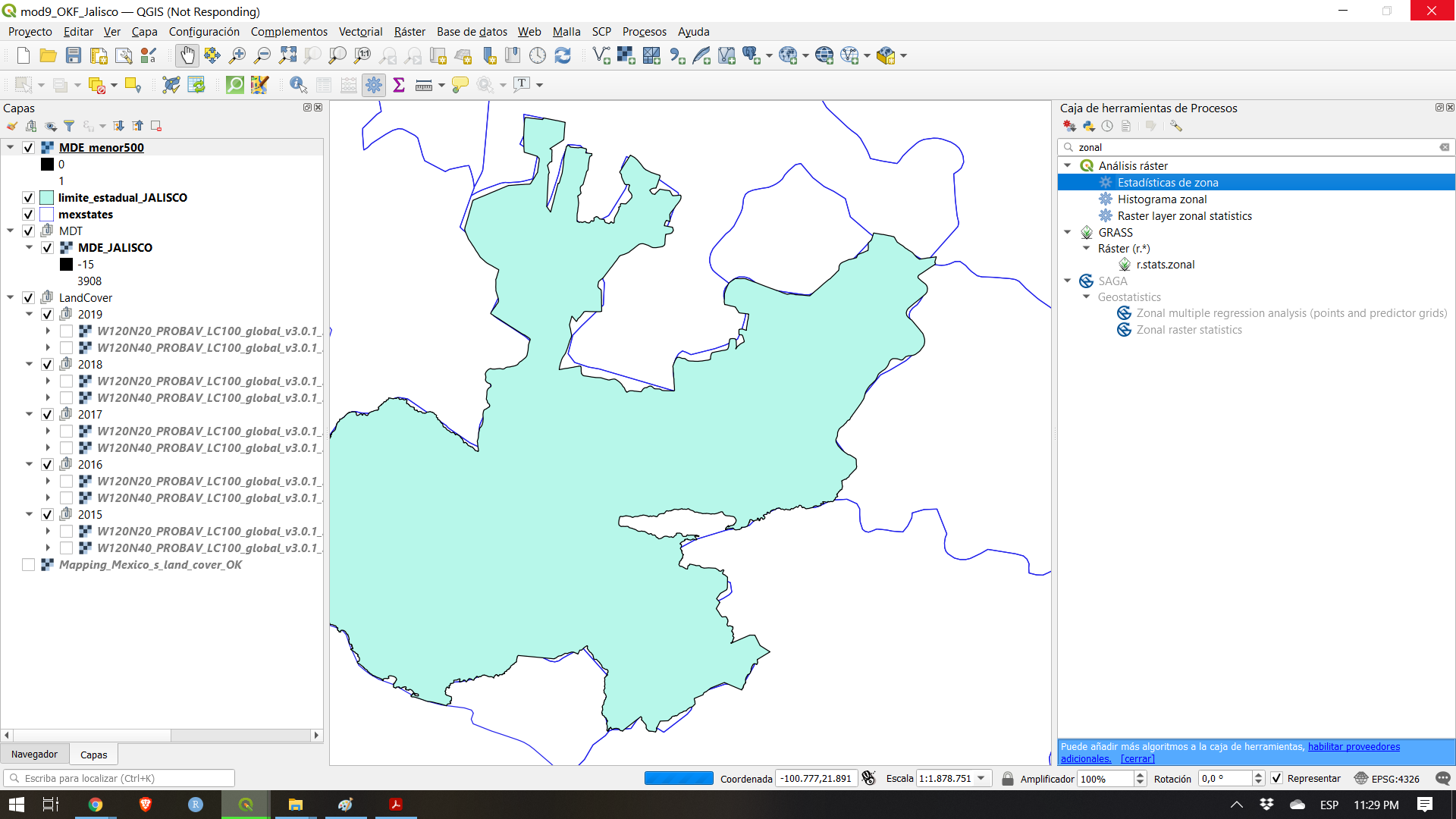 Identifying Zonal Statistics in the Processing Toolbox