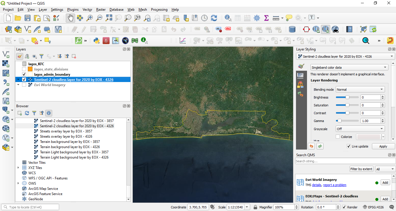 Flood hazard map from WMS loaded in QGIS