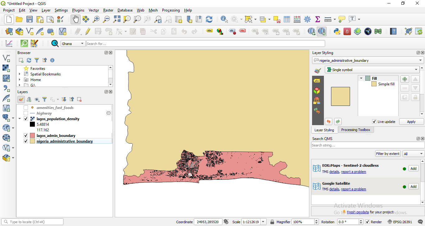 The HRSL for Lagos, Nigeria