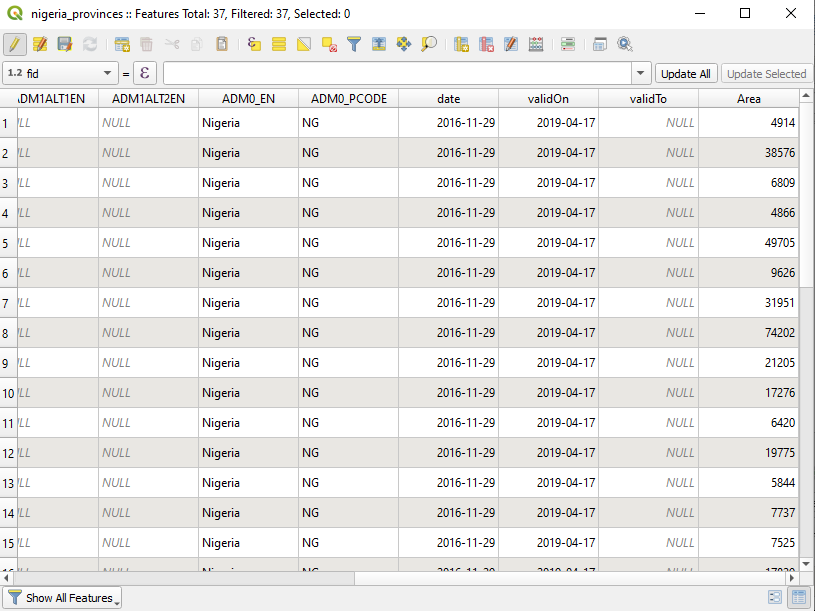 New attribute table with new field and attributes