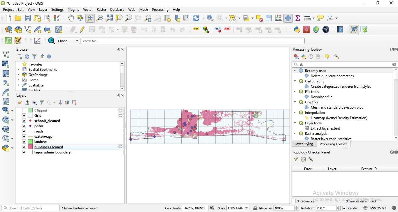 10X10km vector grid for the Lagos state