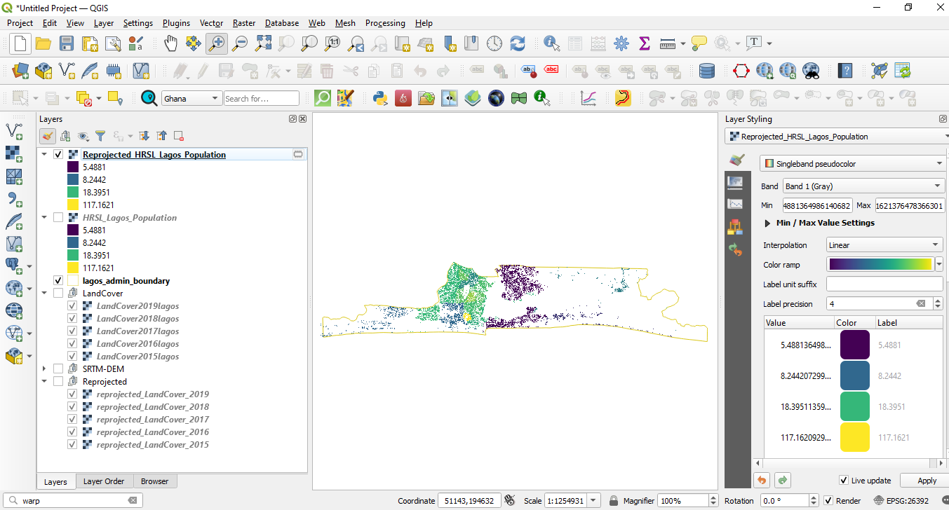 Batch processing to reproject the land cover rasters