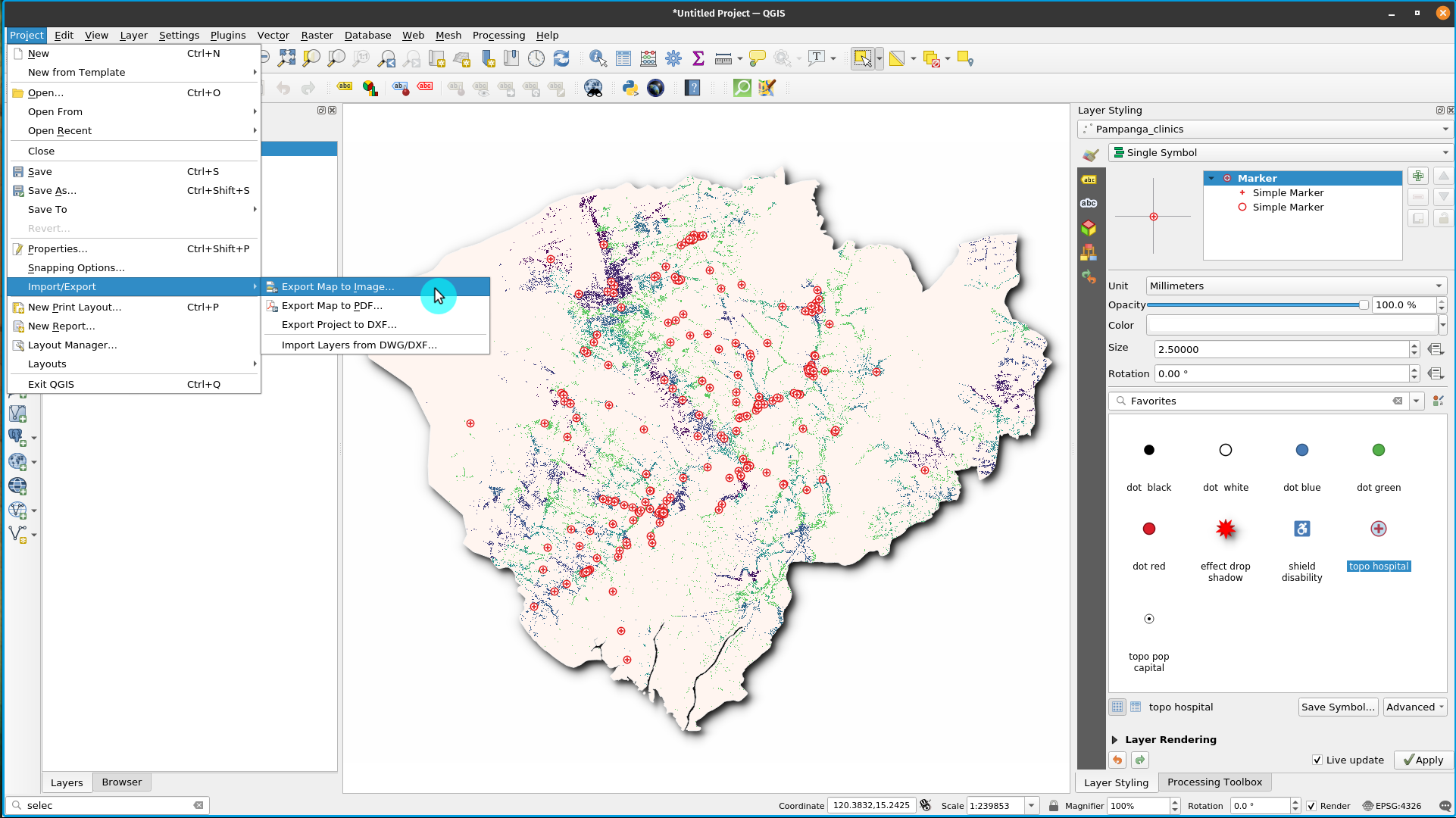 Exporting the map canvas as image