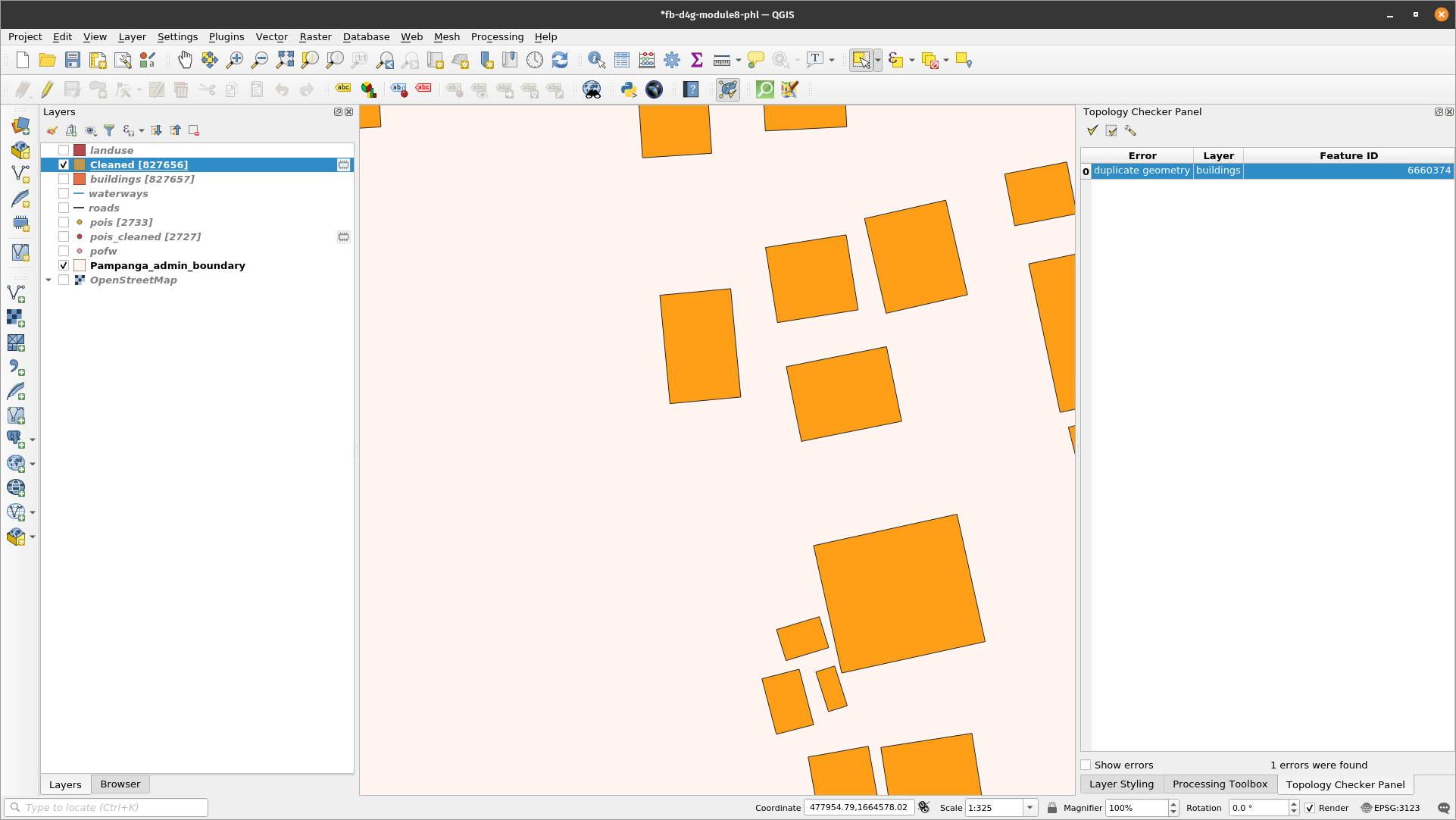 Results of Delete duplicate geometries