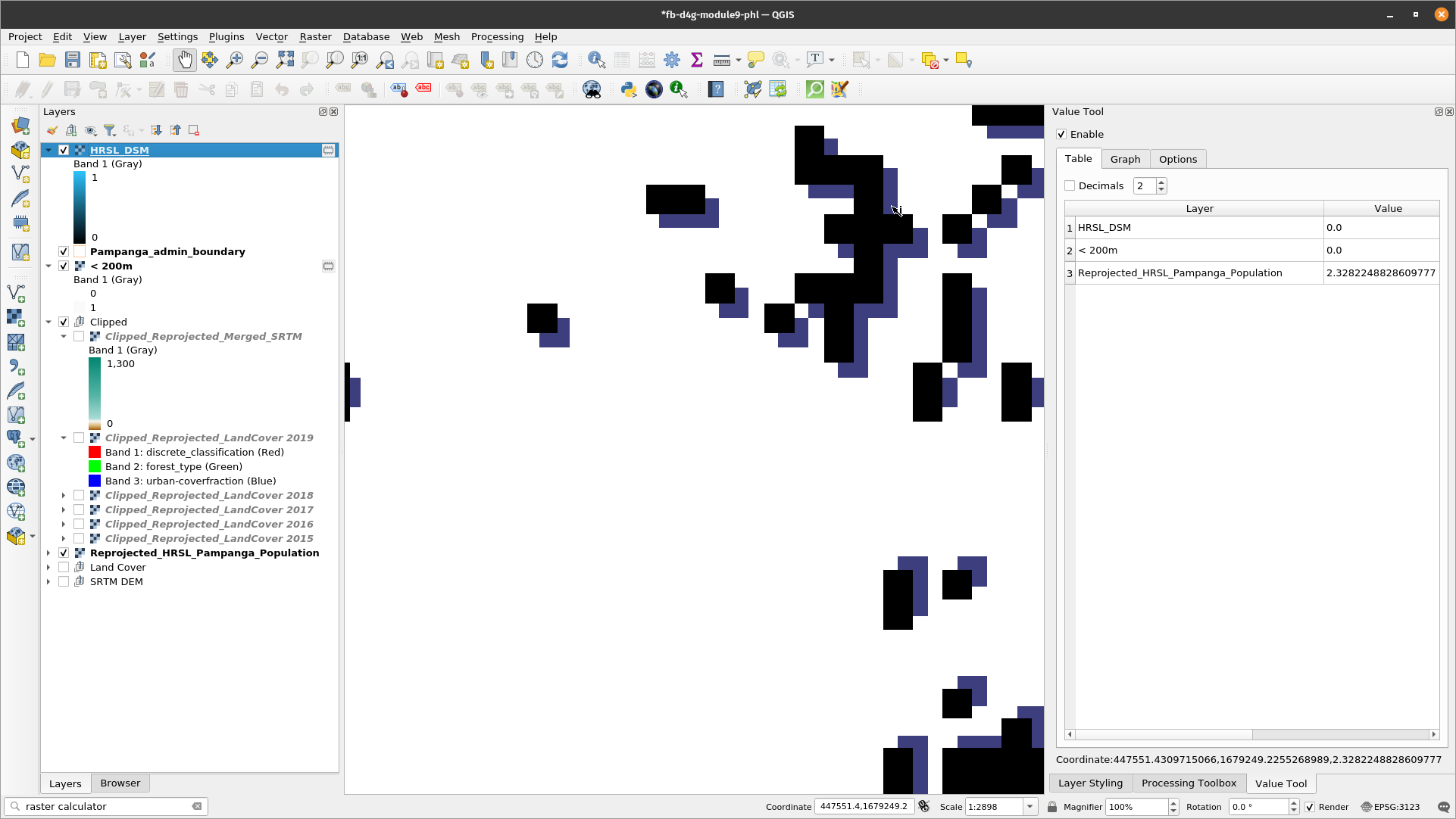 Using Value Tool to check results of Raster Calculator