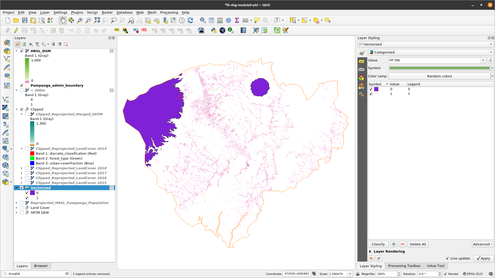 Result of converting a raster dataset to a vector dataset