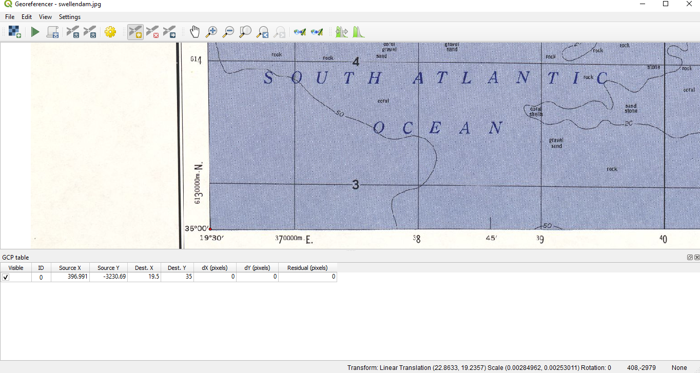 First coordinate for the georeferencing