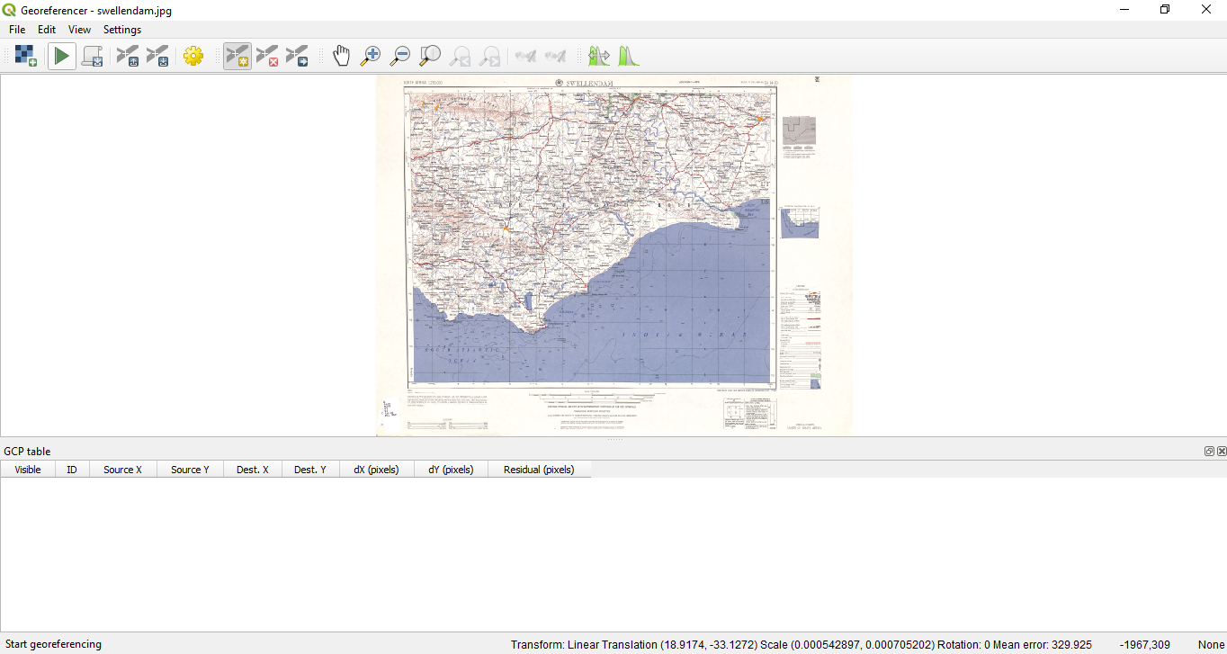 Map in Georeferencer canvas