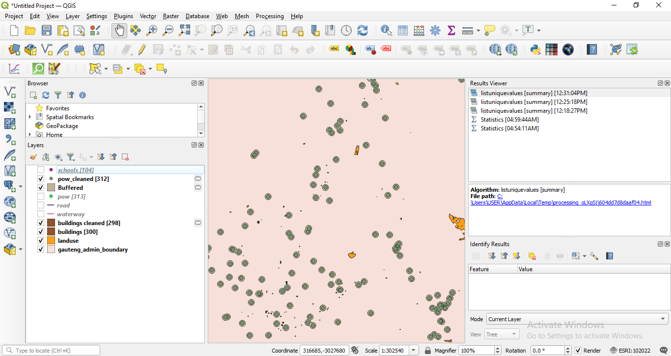 Running buffer on a point vector layer