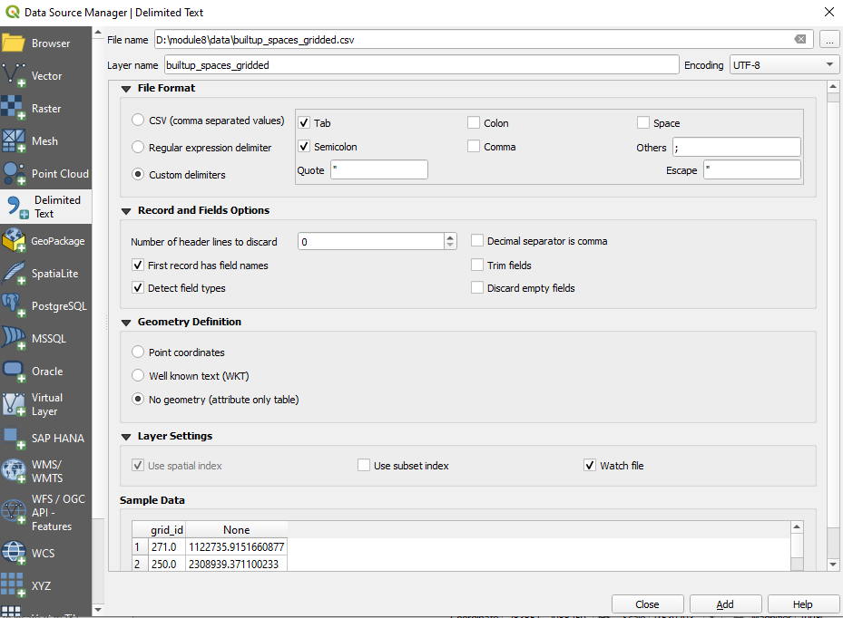 Loading green_spaces_gridded CSV