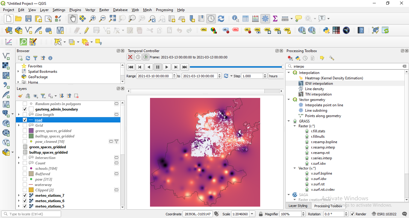 Selecting other layers to be visible in the temporal animation