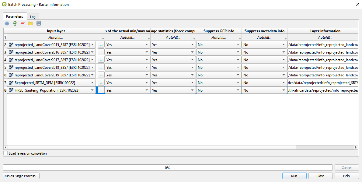 Batch process to extract information in a separate HTML file for multiple raster layers